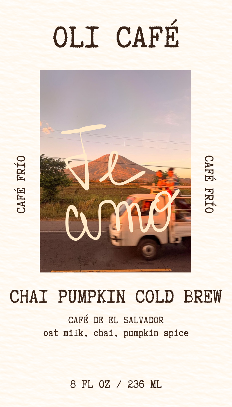 OLI CAFÉ Chai Pumpkin Cold Brew pouch label