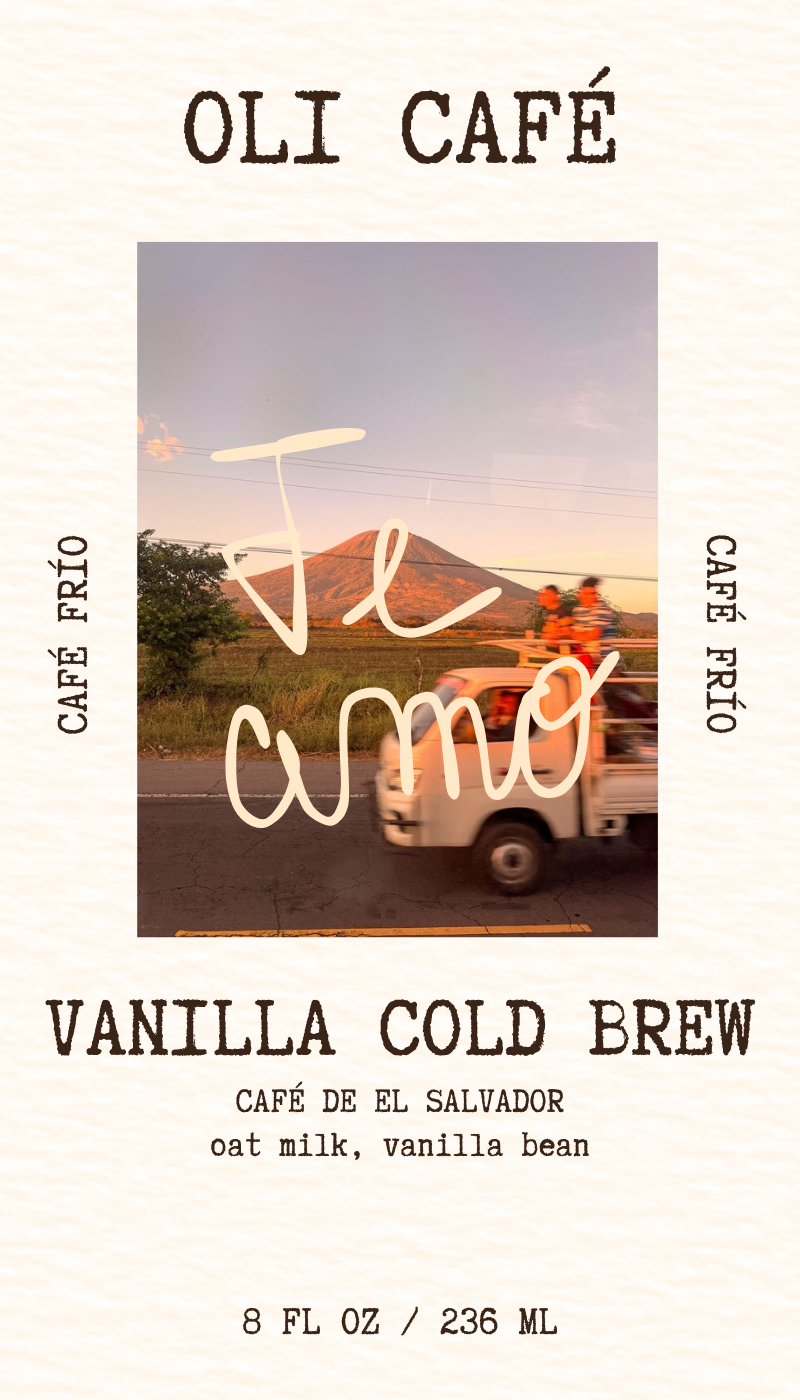 OLI CAFÉ Vanilla Cold Brew pouch label